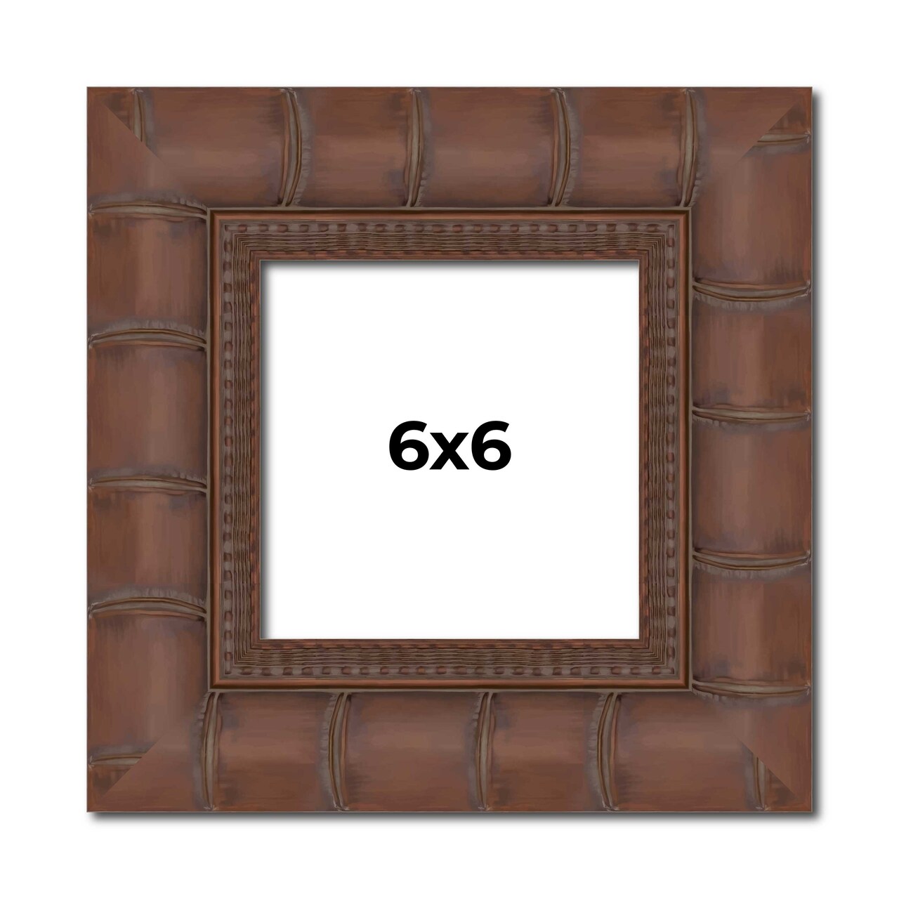 6x6 Wide Bamboo Picture Frame with UV-Resistant Acrylic & Acid Free Backing, Available in 4 Finishes - Brown, Black, Silver, and Natural